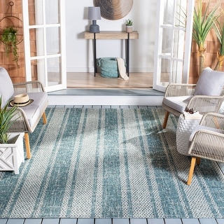 SAFAVIEH Courtyard Nanci Stripe Indoor/ Outdoor Waterproof Patio Backyard Rug