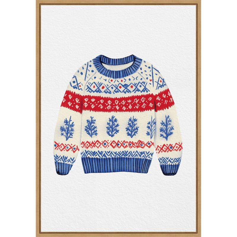 Norwegian wool jumper by Pictufy Studio (23 x 33 in.), Framed Canvas Wall Art Print - Sylvie Natural