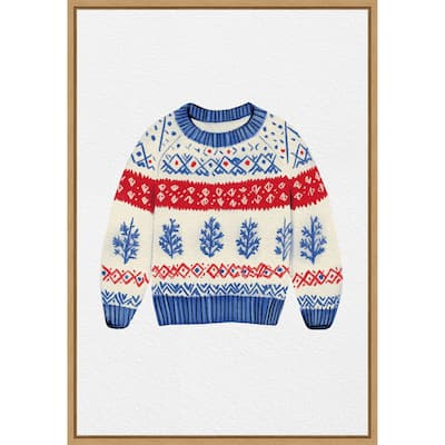 Norwegian wool jumper by Pictufy Studio (23 x 33 in.), Framed Canvas Wall Art Print - Sylvie Natural