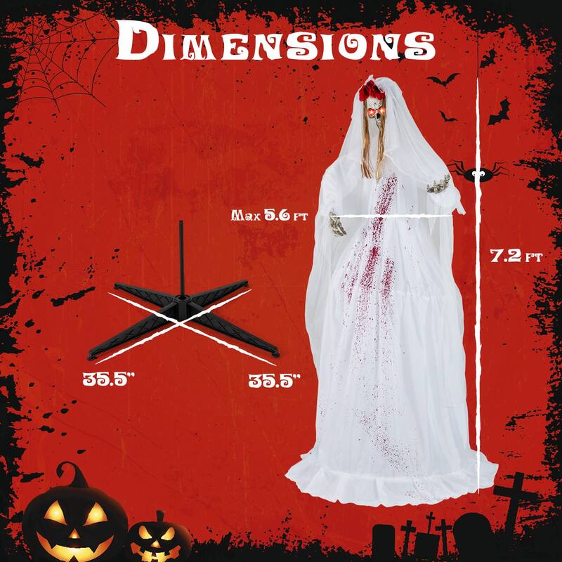 Costway Halloween Animatronic Standing Bride 7.2 FT Haunted House
