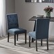 preview thumbnail 15 of 22, Gentry Tufted Fabric Dining Chair (Set of 2) by Christopher Knight Home Navy Blue + Dark Brown