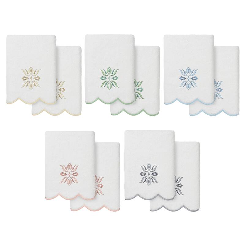 Authentic Hotel and Spa 100% Turkish Cotton FLOWER CREST Scallop Towel Collection