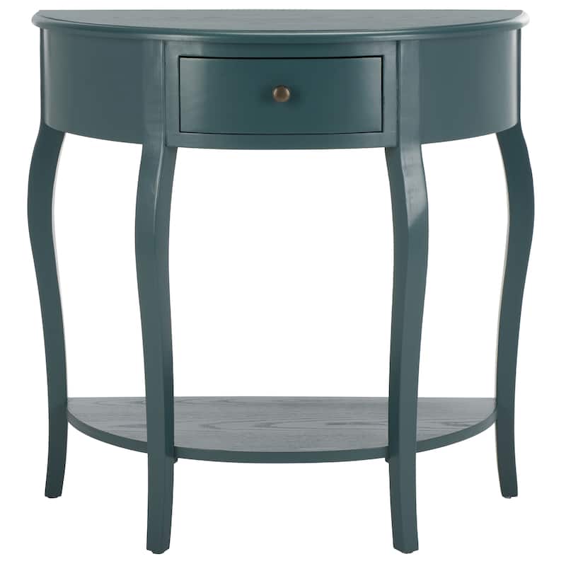 SAFAVIEH Minah Demilune Small Accent Console Table - 32.7" W x 14.2" L x 32.9" H - 33Wx14Dx33H - Teal