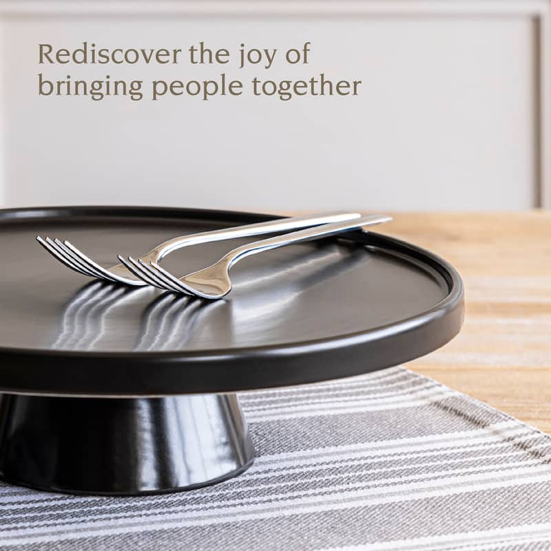 over&back Semi-Matte Stoneware Round Cake Stand