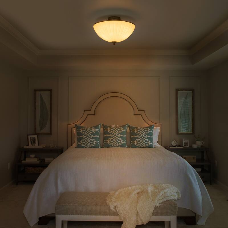 3-Light Bow-Shaped Semi-Flush Mount Ceiling Light White Glass Shade - Dia.15.55-in