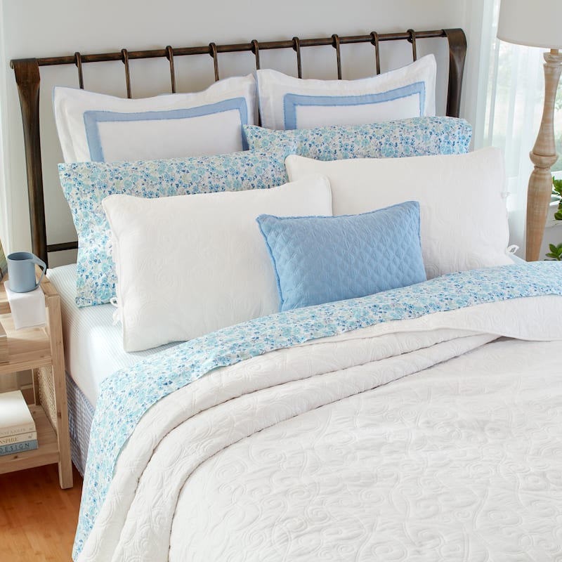 Laura Ashley Felicity Cotton Reversible White Quilt Set