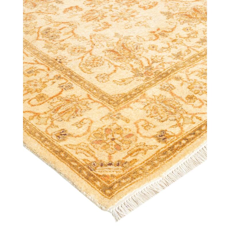 Overton Hand Knotted Wool Vintage Inspired Traditional Mogul Ivory Runner Rug - 2' 9" x 11' 10"