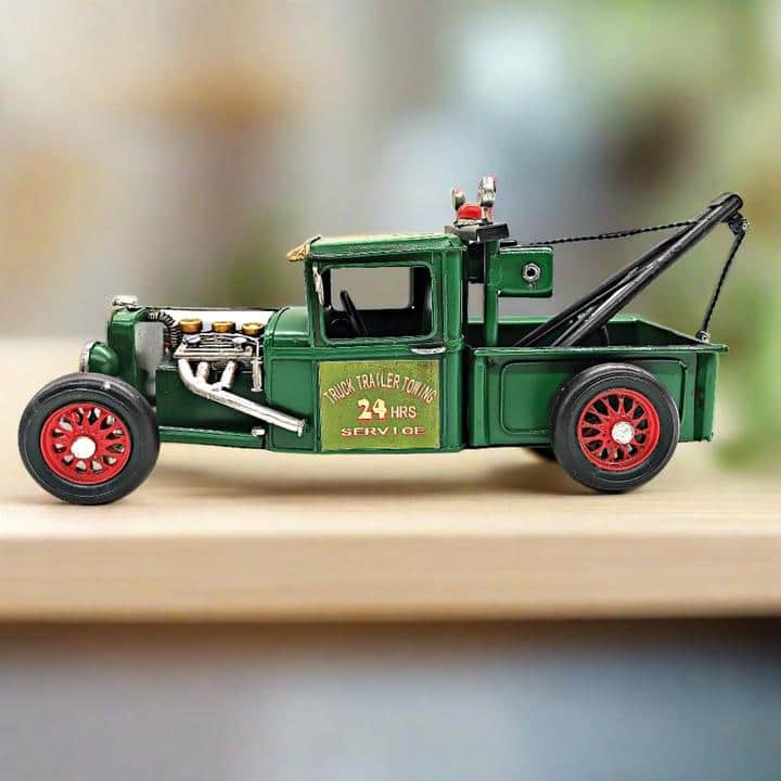Vintage Geen Metal Towing truck