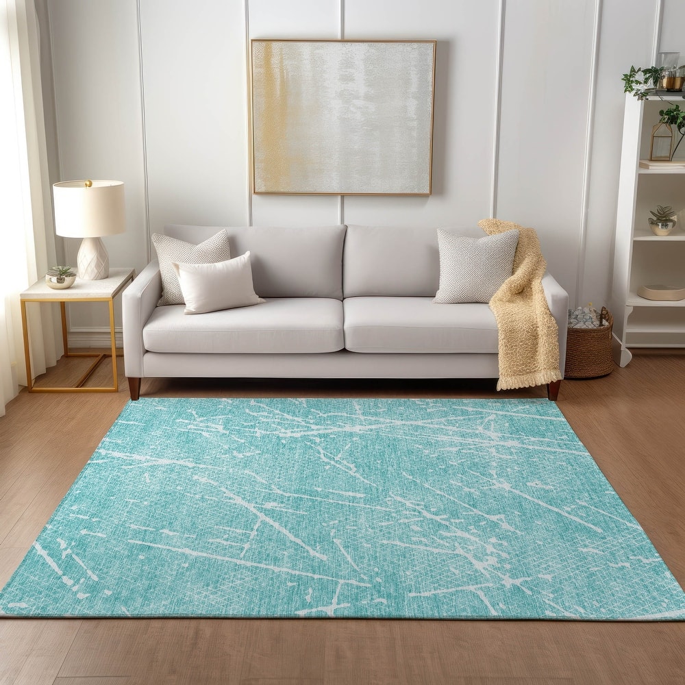 Machine Washable Indoor/ Outdoor Chantille Contemporary Crackle Rug