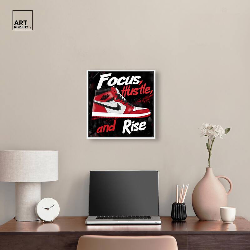 Hustle and Rise Sneaker Red Canvas by Art Remedy