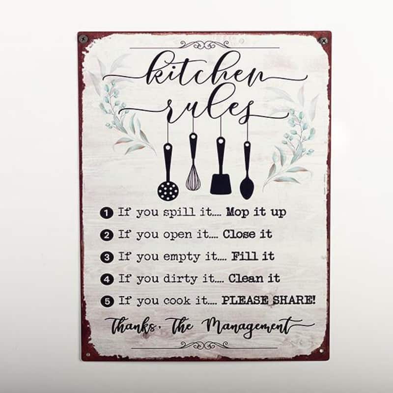 Kitchen Rules With Text Sign