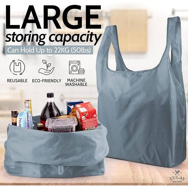 Zulay Kitchen 5 Pack 50 Pound Reusable Grocery Bags