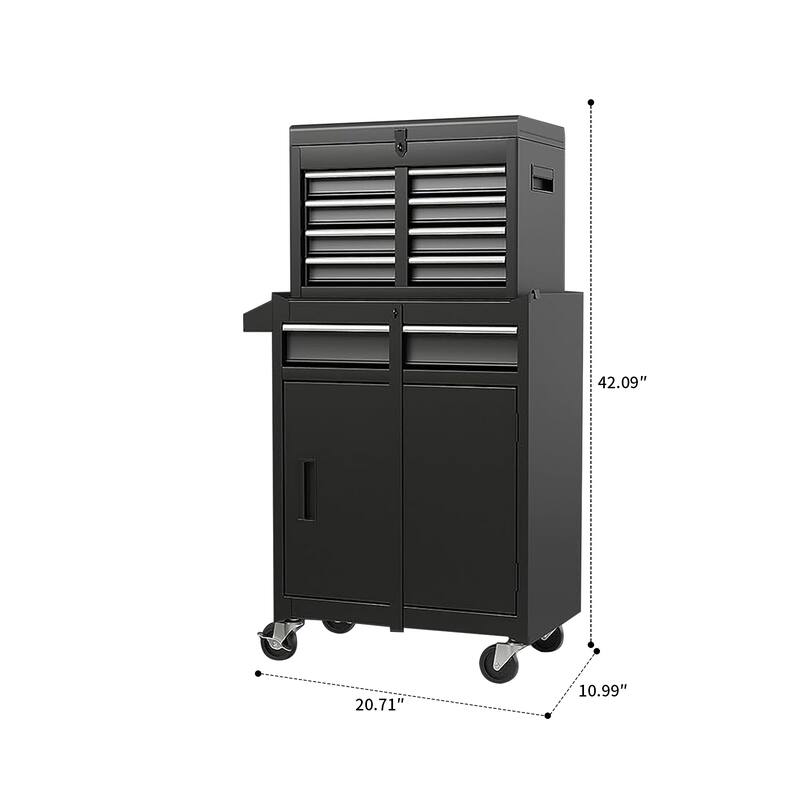Modern and convenient work supply tool cabinet set with handles, drawers and cabinets, metal frame for garage workshop