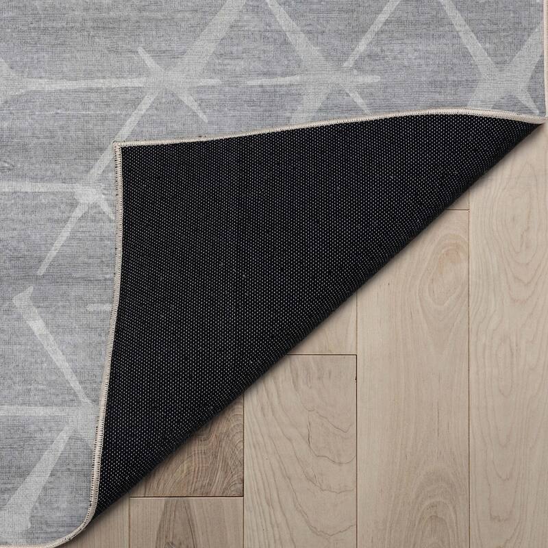 Well Woven Abstract Kintsugi Modern Geometric Flat-Weave Machine Washable Area Rug