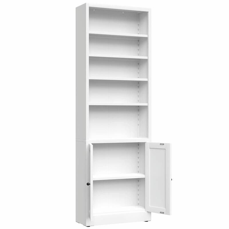 71" Tall Metal Bookcase with Door and Adjustable Shelves