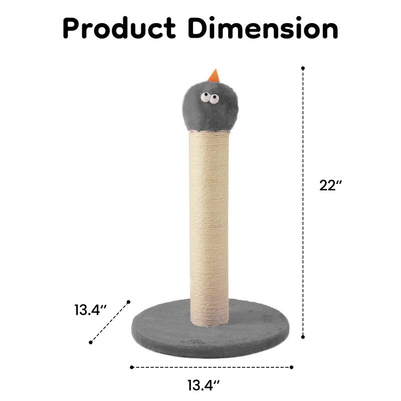 22" Monster-Shaped Cat Scratching Post - Grey