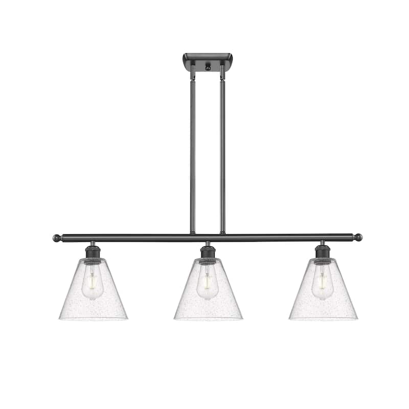 Innovations Lighting Berkshire - 3 Light 36" Stem Hung Island Light - Seedy/Matte Black