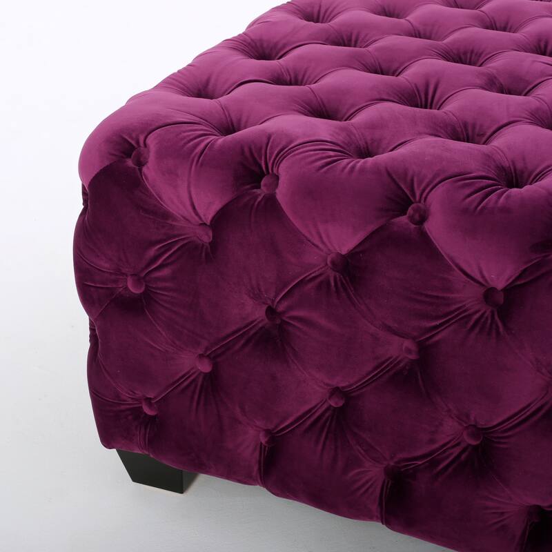 Jaymee Modern Glam Button Tufted Velvet Ottoman by Christopher Knight Home
