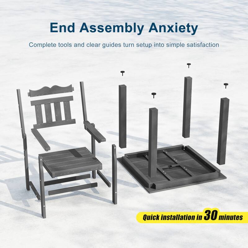 HIPS Outdoor Dining Set, Ergonomic Patio Chairs and Table(Set of 5)