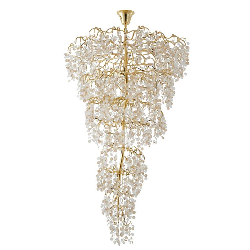 25-Light Gold Chandelier With Clear And Champagne Glass Petals