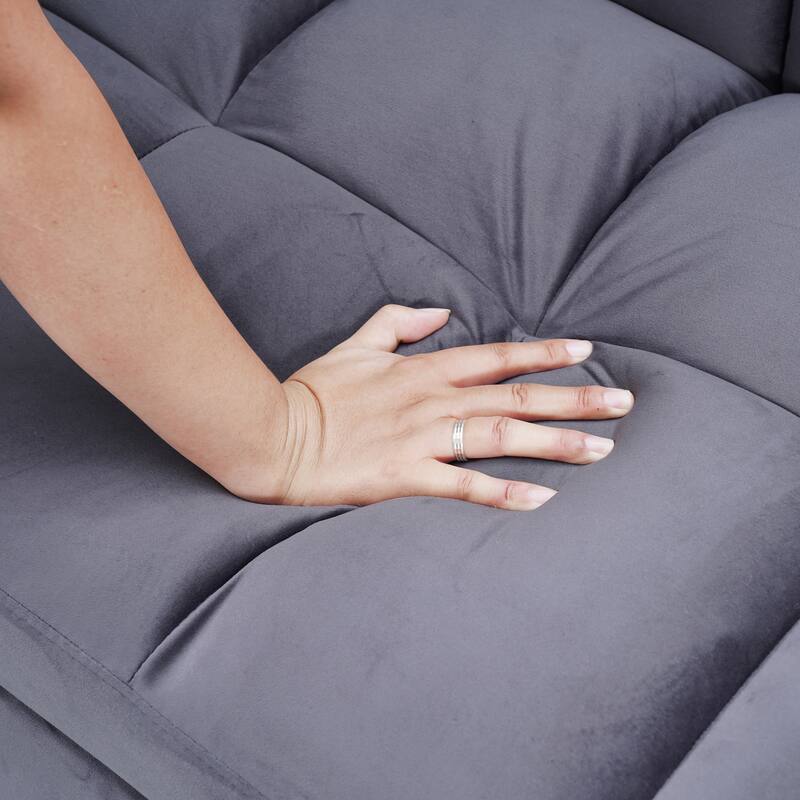 Foldable Velvet Sofa Bed with Adjustable Back, 3-in-1 Convertible Futon for Small Spaces