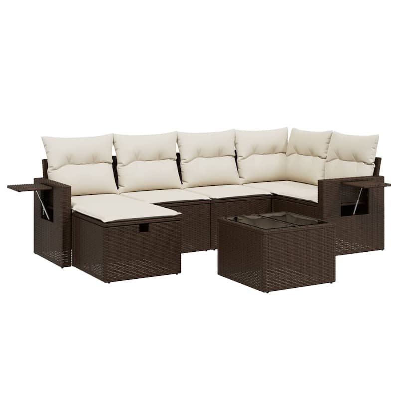 vidaXL Garden Sofa Set Beige/Black/Brown/Grey