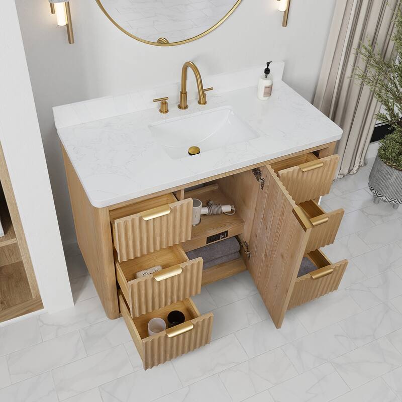 Cadiz Bath Vanity with Composite Stone Top and Mirror