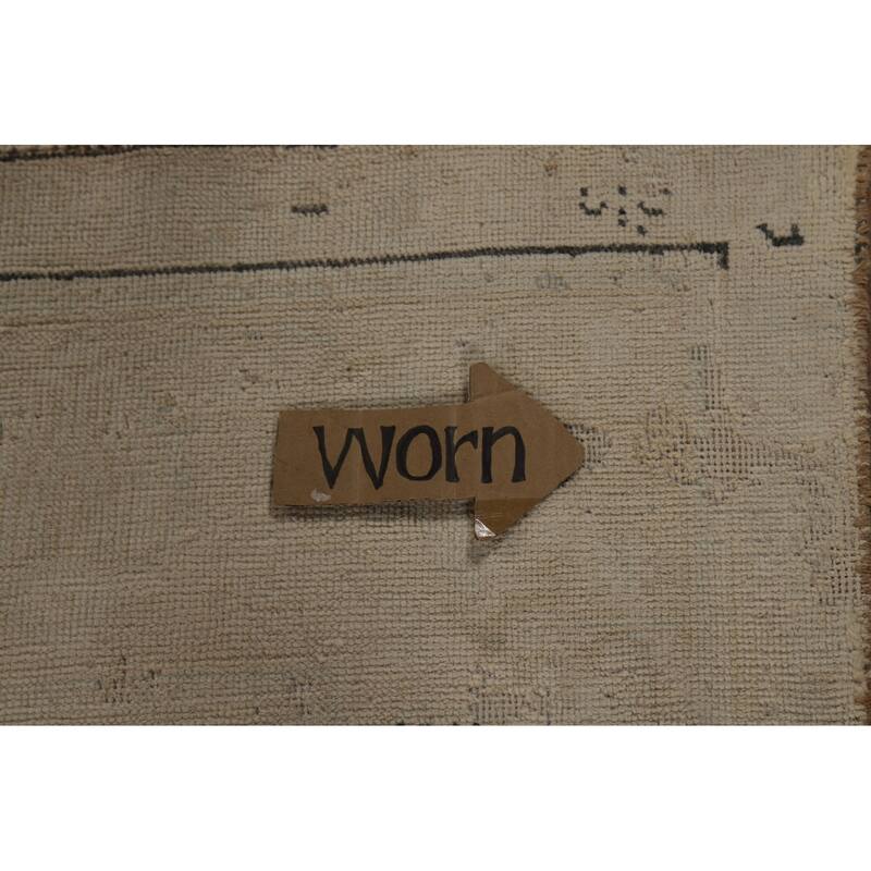Distressed Tabriz Persian Vintage Rug Handmade Beige Wool Carpet - 8'0" x 11'6"
