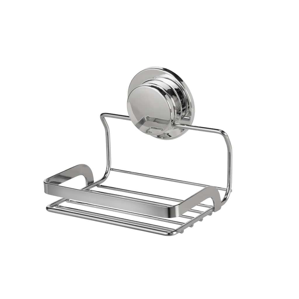 Croydex Stick 'n' Lock Adhesive, No Drill, Wall Mounted Soap Dish Basket in Chrome
