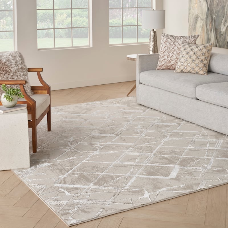 Nourison Glam Indoor Grey Geometric Area Rug
