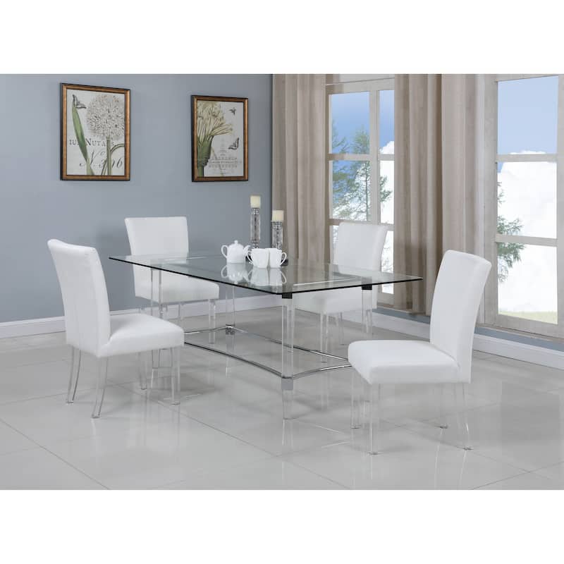 Somette 42"x72" Glass/Acrylic 5-Piece Dining Set