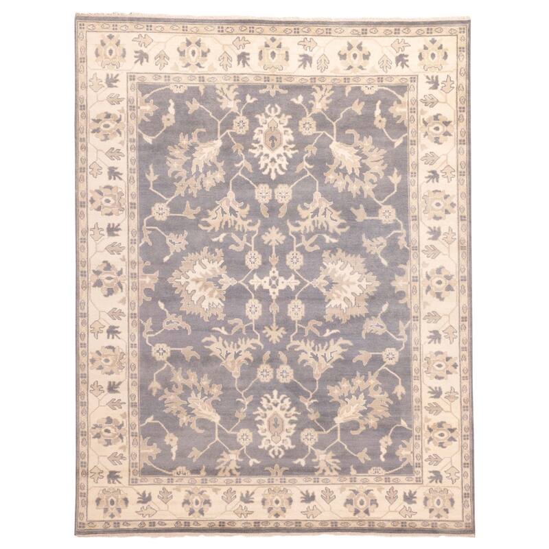 ECARPETGALLERY Hand-knotted Royal Oushak Dark Grey Wool Rug - 9'2 x 11'10