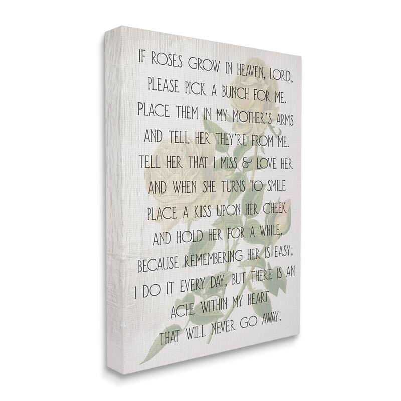 Stupell If Roses Grow in Heaven Phrase Yellow Flower Canvas Wall Art - Off-white