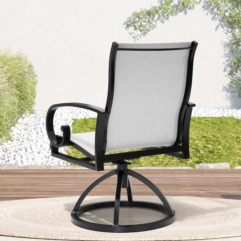 Pellebant Outdoor Aluminum Patio Swivel Dining Chairs Sunbrella