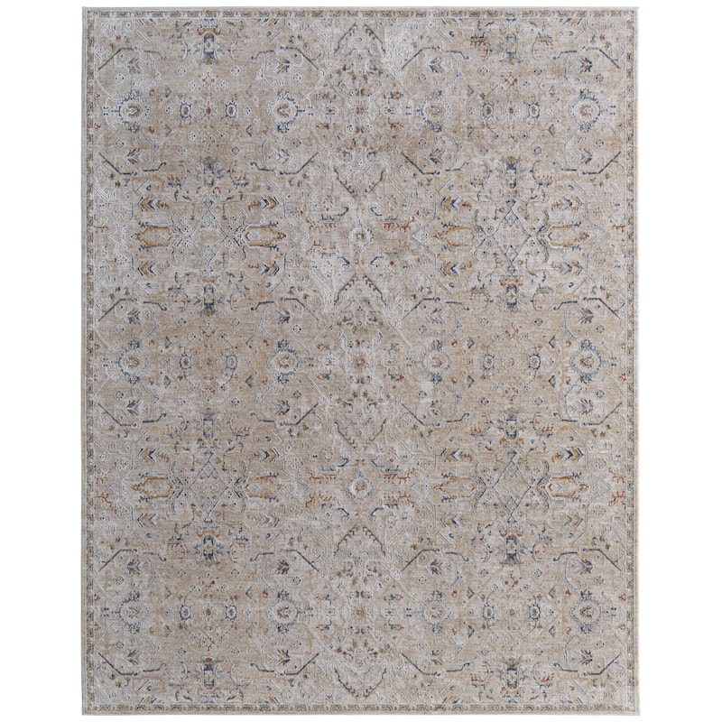 Grand Bazaar Hyannis Machine Made Distressed Transitional Area Rug - 9'0" x 12'8" - Taupe/Ivory/Blue