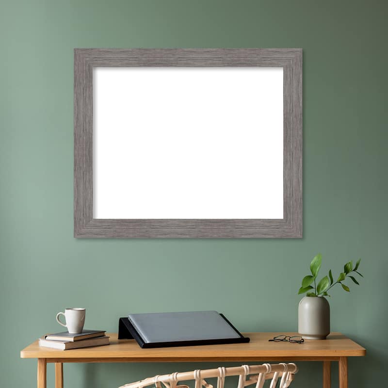 Amanti Art Pinstripe Plank Grey Framed Dry Erase Magnetic Board