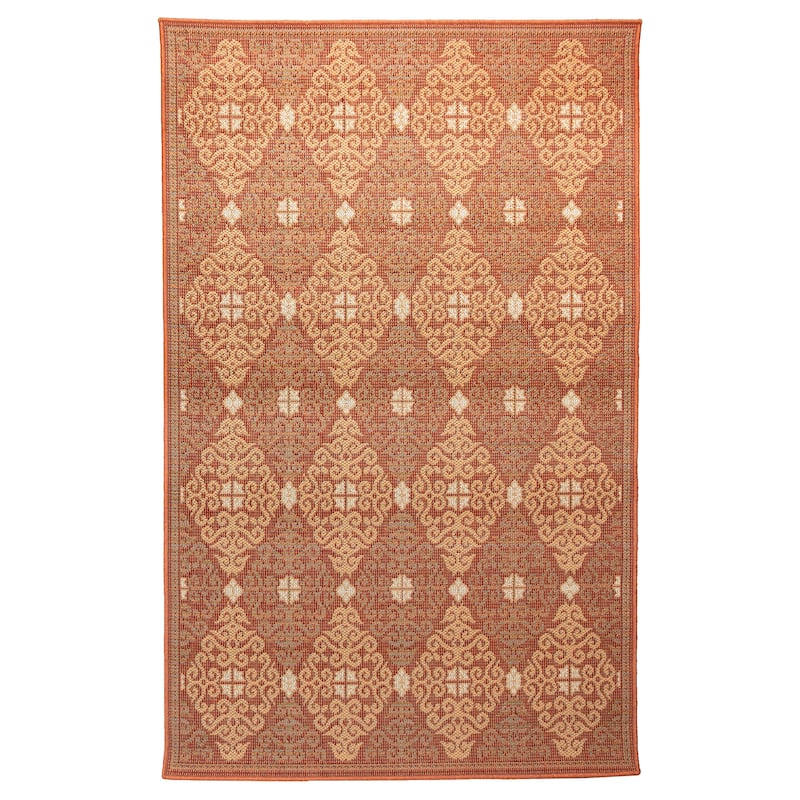 Liora Manne Patio Suzani Diamonds Indoor/Outdoor Rug - 4'10" x 7'6" - Red