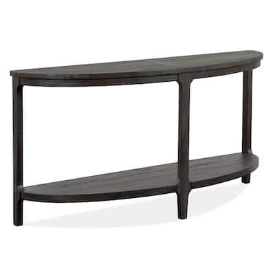 Magnussen Home Boswell Peppercorn Demilune Sofa Table - 55''W x 17''D x 29''H