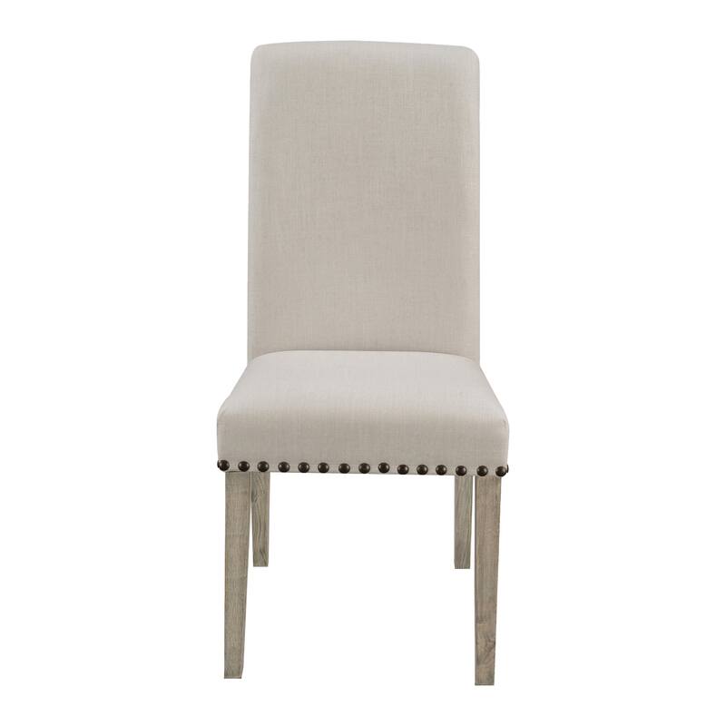 Allan Beige and Pine Upholstered Parsons Dining Chairs (Set of 4)