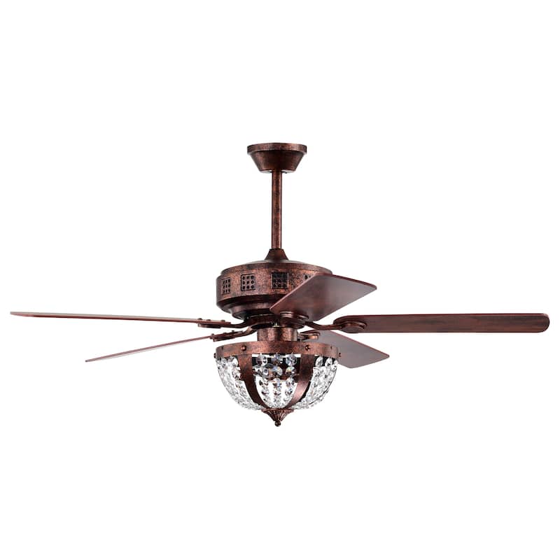 Chandler 52 Inch Antique Copper Finish Crystal Ceiling Fan with Remote