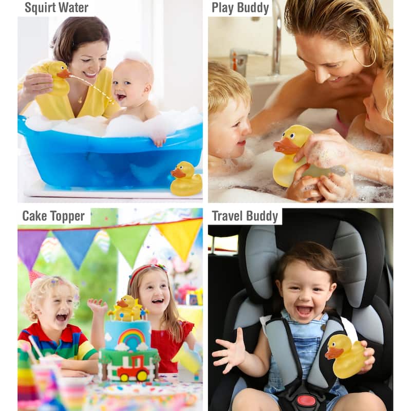 DolliBu Metallic Yellow Duck Bath Buddy Squirter For Toddlers - 2.7Lx2.2Wx2.3H inches