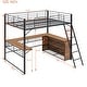 preview thumbnail 30 of 48, Loft Bed with 3 Layers of Shelves & L-Shaped Desk, Metal Loft Bed Frame with Safety Guardrails and Inclined Ladder
