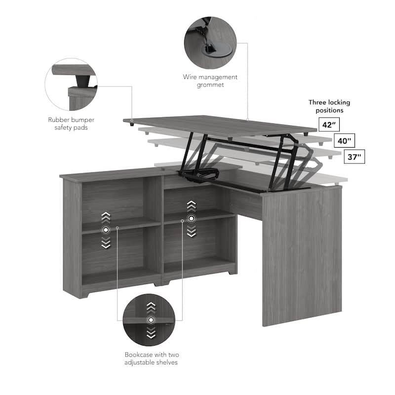 Bush Furniture Cabot 52W Standing Corner Desk with Shelves