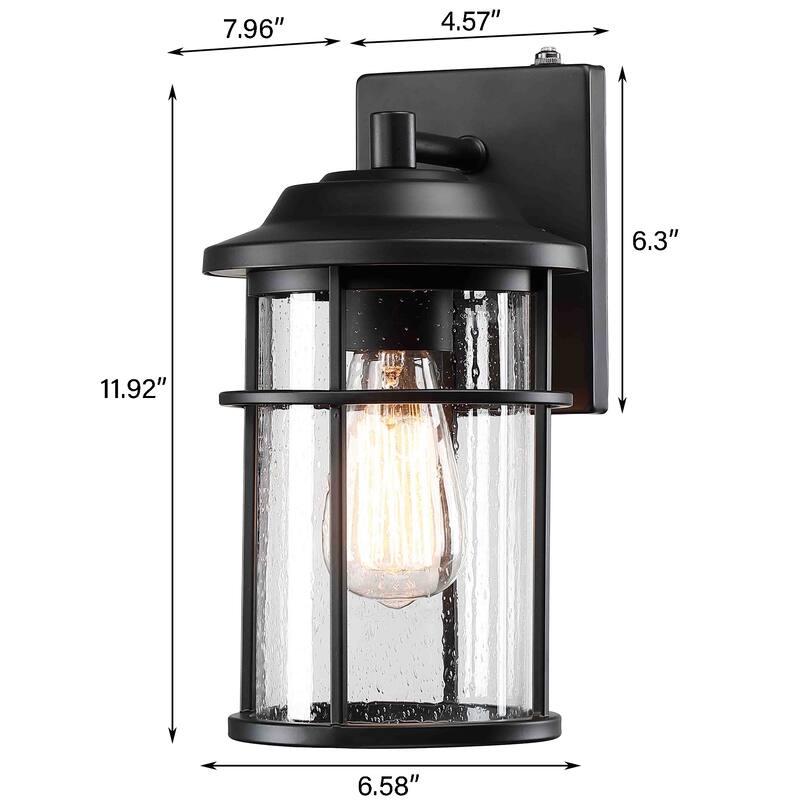 1-Light Black Dusk-to-Dawn Outdoor Wall Light