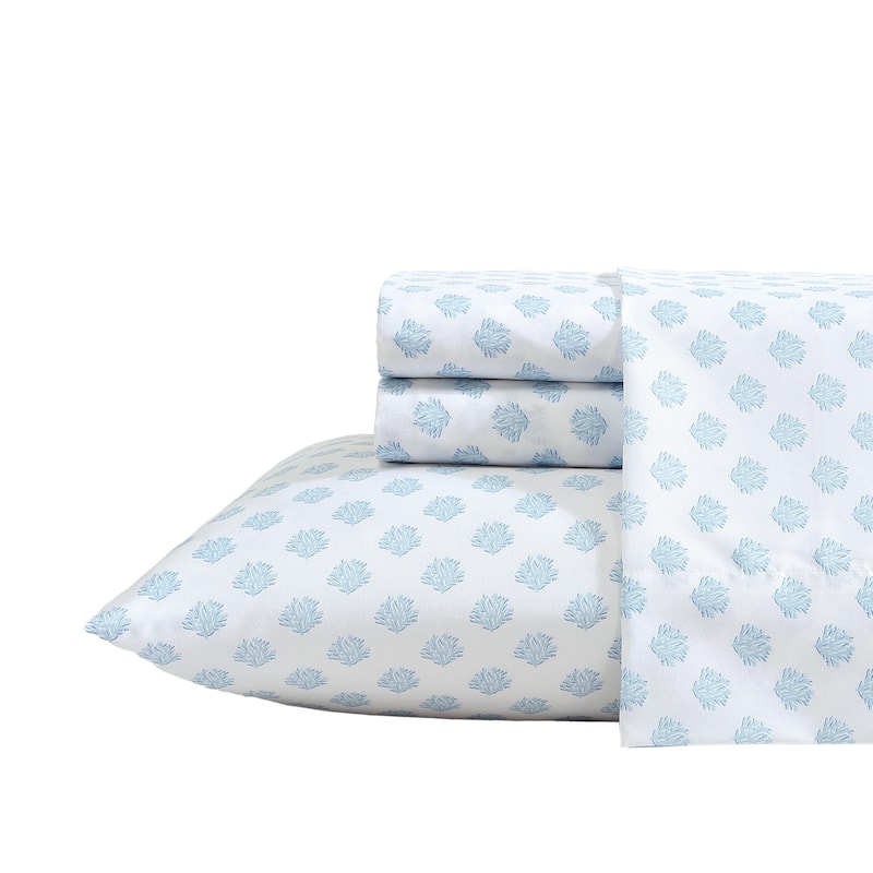 Nautica Ocean Breeze Cooling Printed Sheet Set - Coastal Coral Blue - Twin XL
