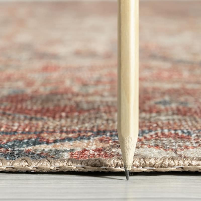 Park Avenue Traditional Medallion Indoor Machine Washable Area Rug