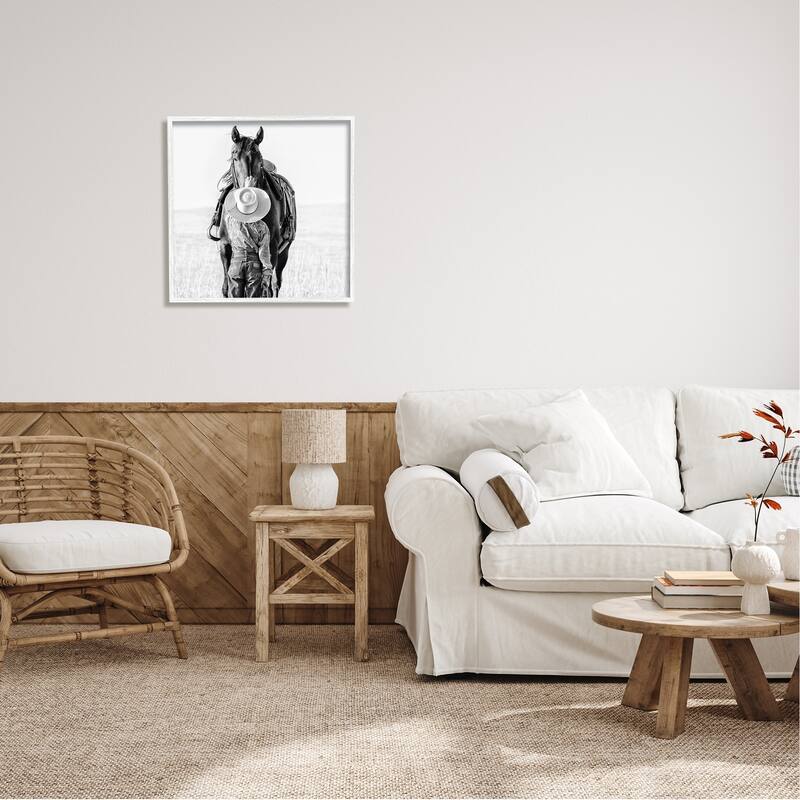 Stupell Cowboy Petting Horse Framed Giclee Art Design by PBurchettePhoto