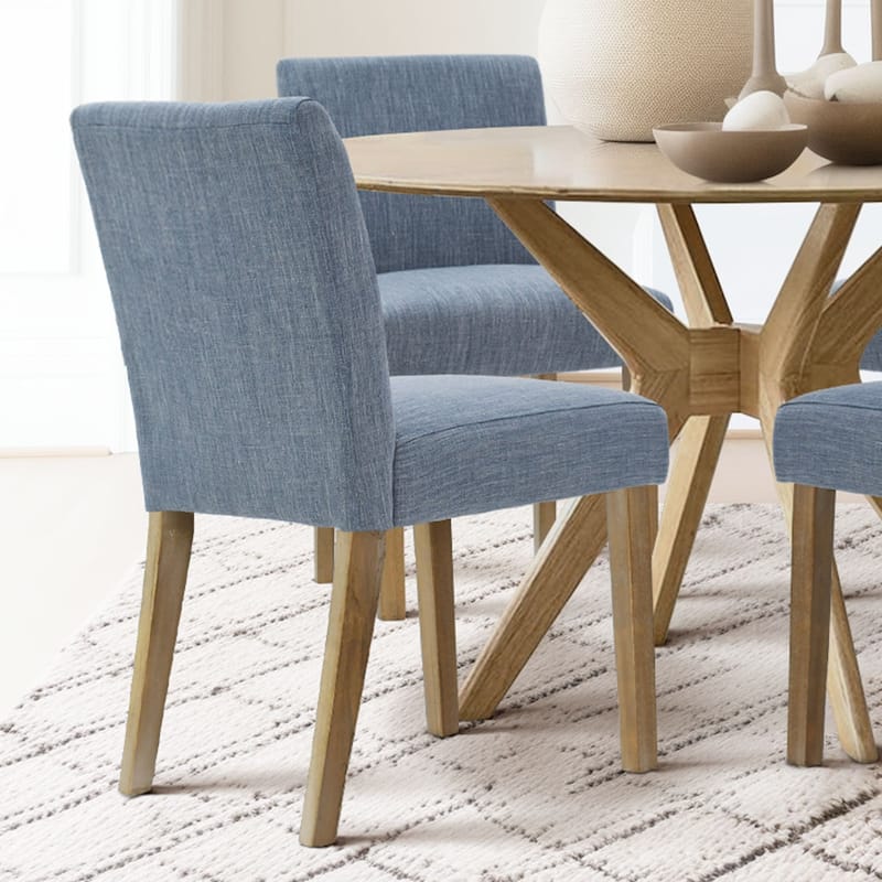 Parsons Dining Chairs with Linen Upholstery and Solid Wood Legs