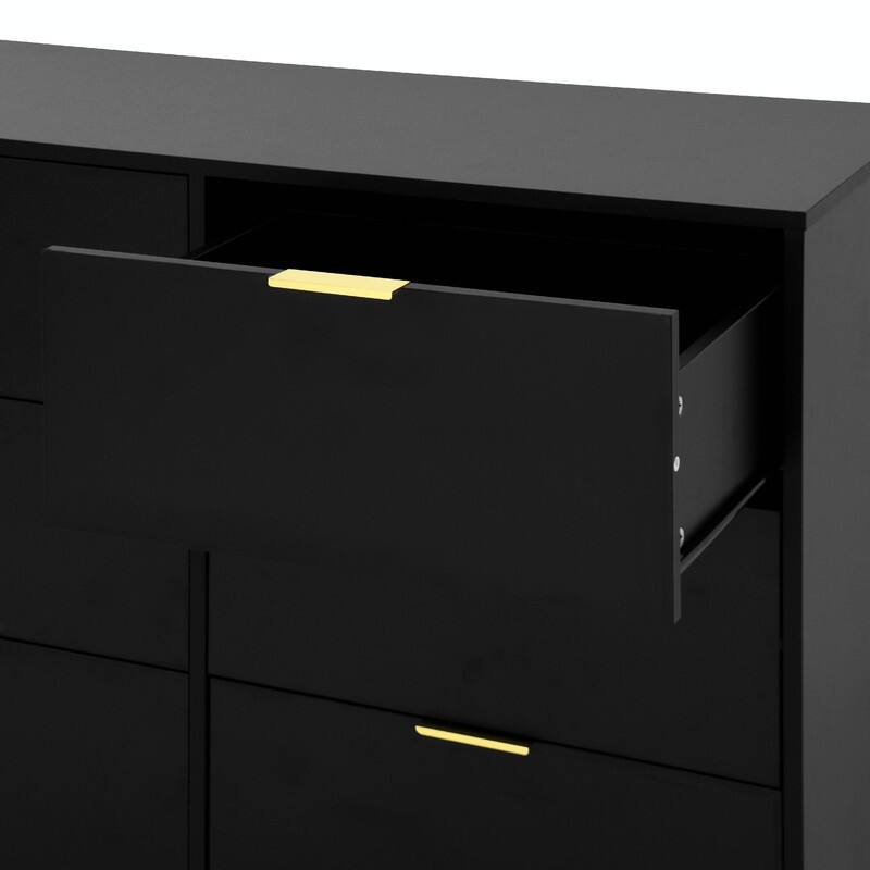 9-Drawer Modern Dresser with Handle-Free Design, Wood Storage Chest for Bedroom or Entryway