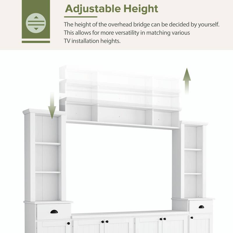 Minimalist TV Stand and Wall Unit Set with Ample Storage Space, Adjustable Shelves